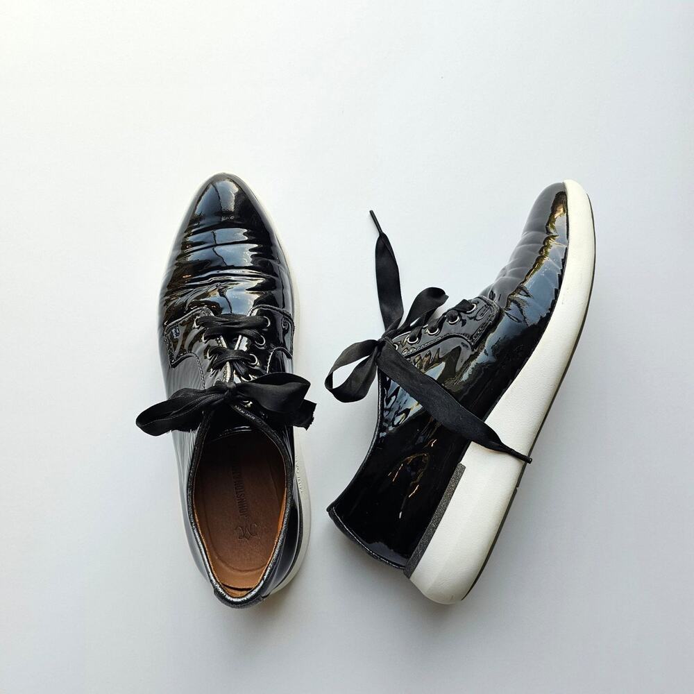 Johnston & Murphy Ladies Black Patent Leather Oxford Laceups Trufoam Shoes $138